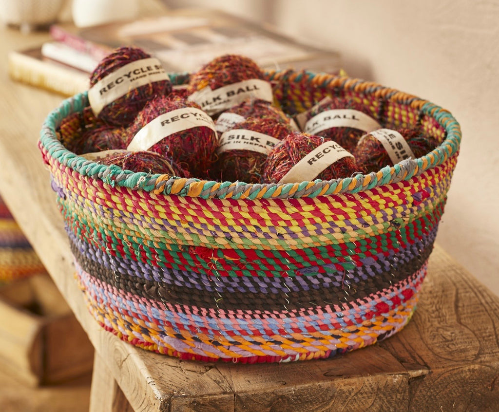 Recycled Round Metal Covered Baskets