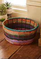 Recycled Round Metal Covered Baskets