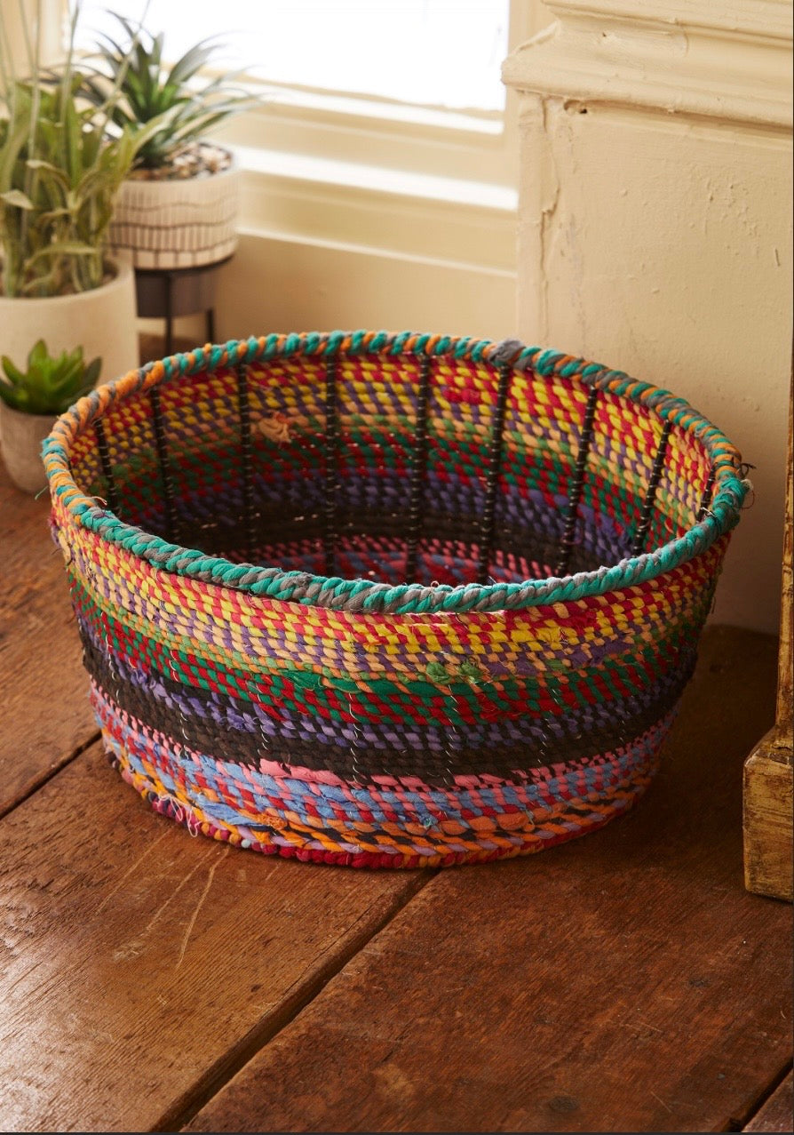 Recycled Round Metal Covered Baskets