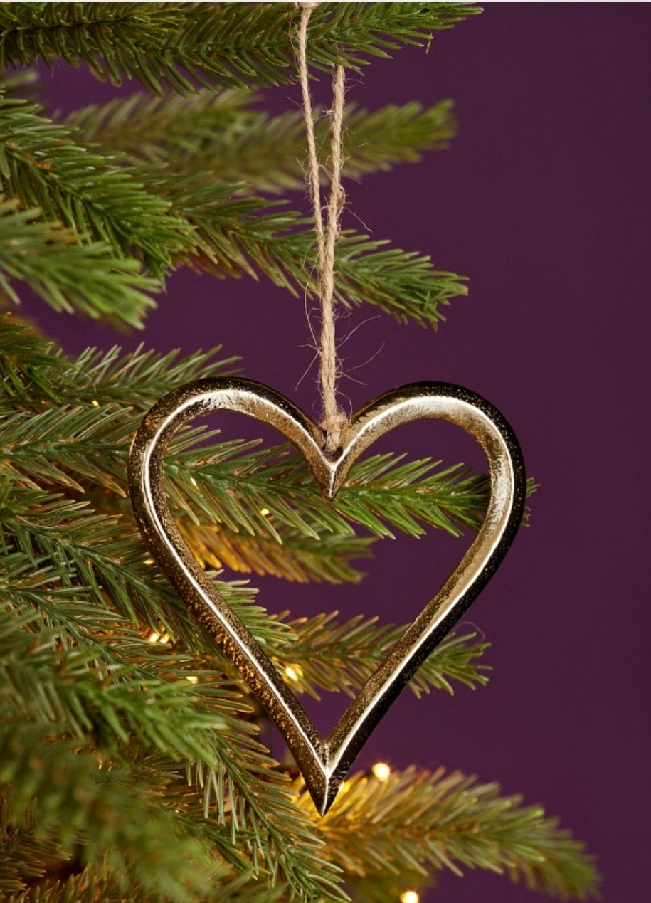 Gold Heart Decoration recycled Aluminium 9.5x10 cm