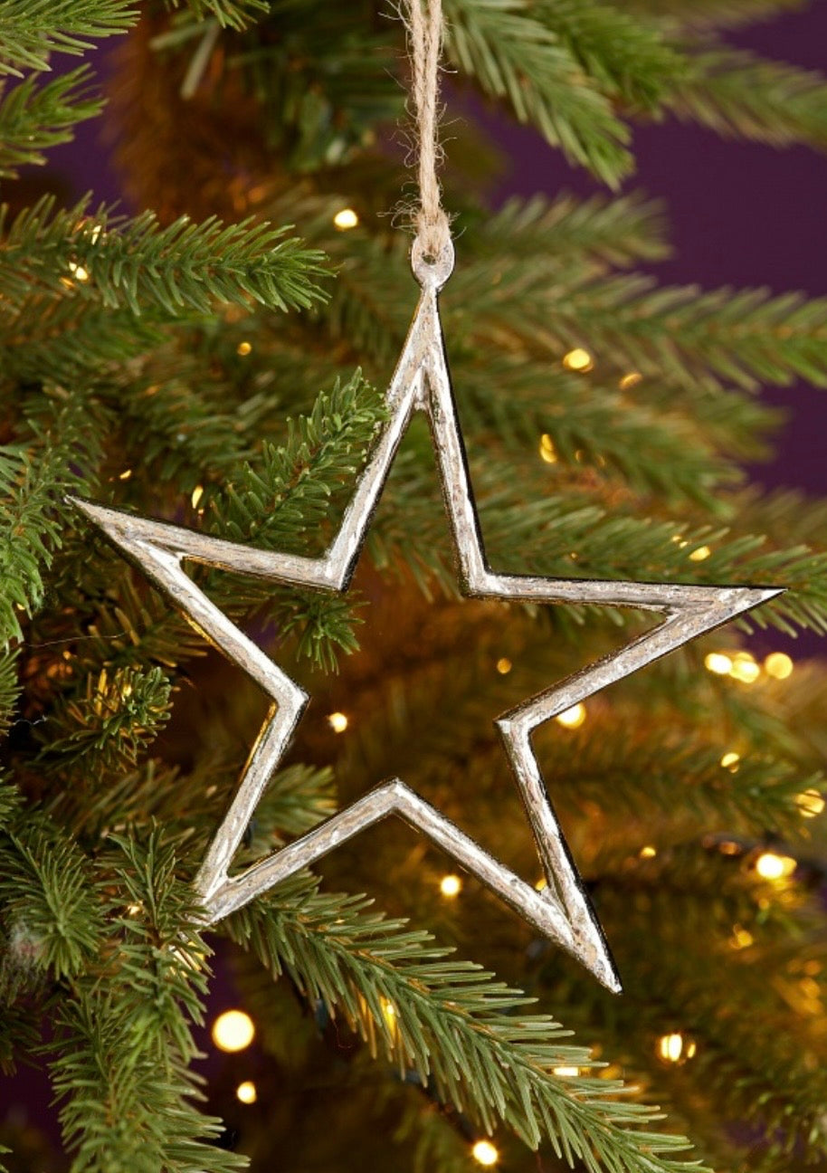 Silver Large Star Decoration 15 x 14 cm
