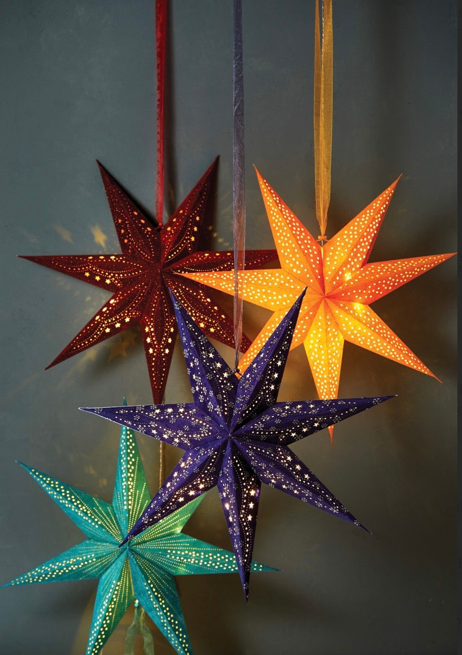 Green Velvet Star with glitter and LED’S