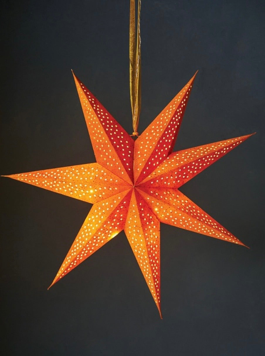 MUstard Velvet Star with glitter and LED’S