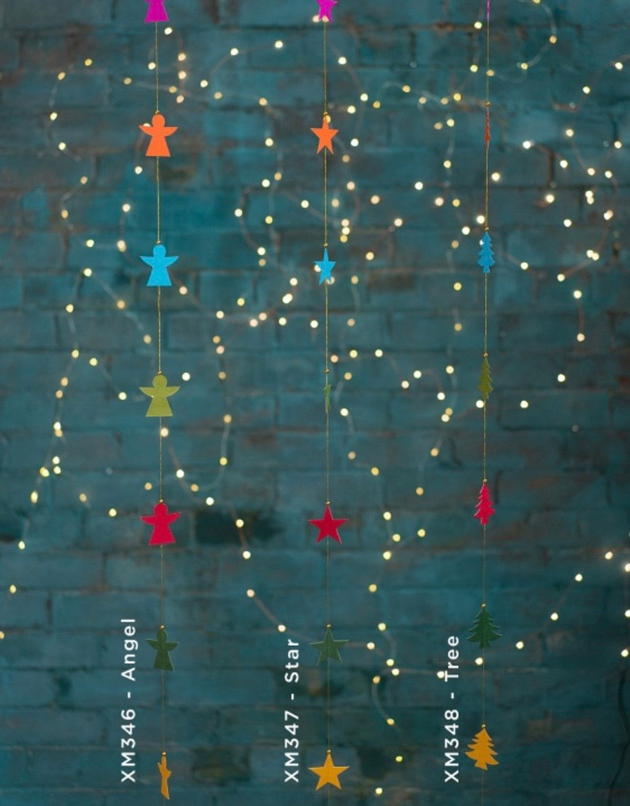 Multi Coloured Angel Garlands with gold thread 193 cm