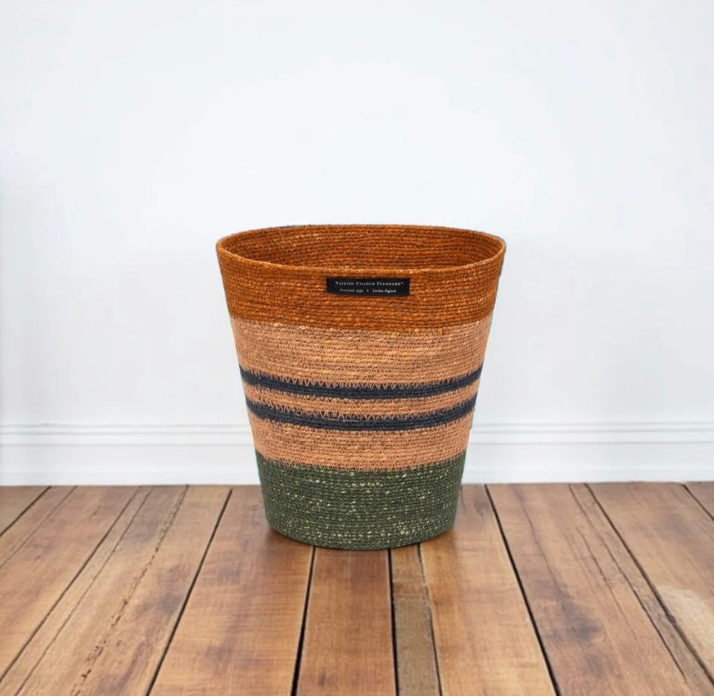 British Colour Standard Seagrass Waste-Paper bin Olive Midnight Old Rose