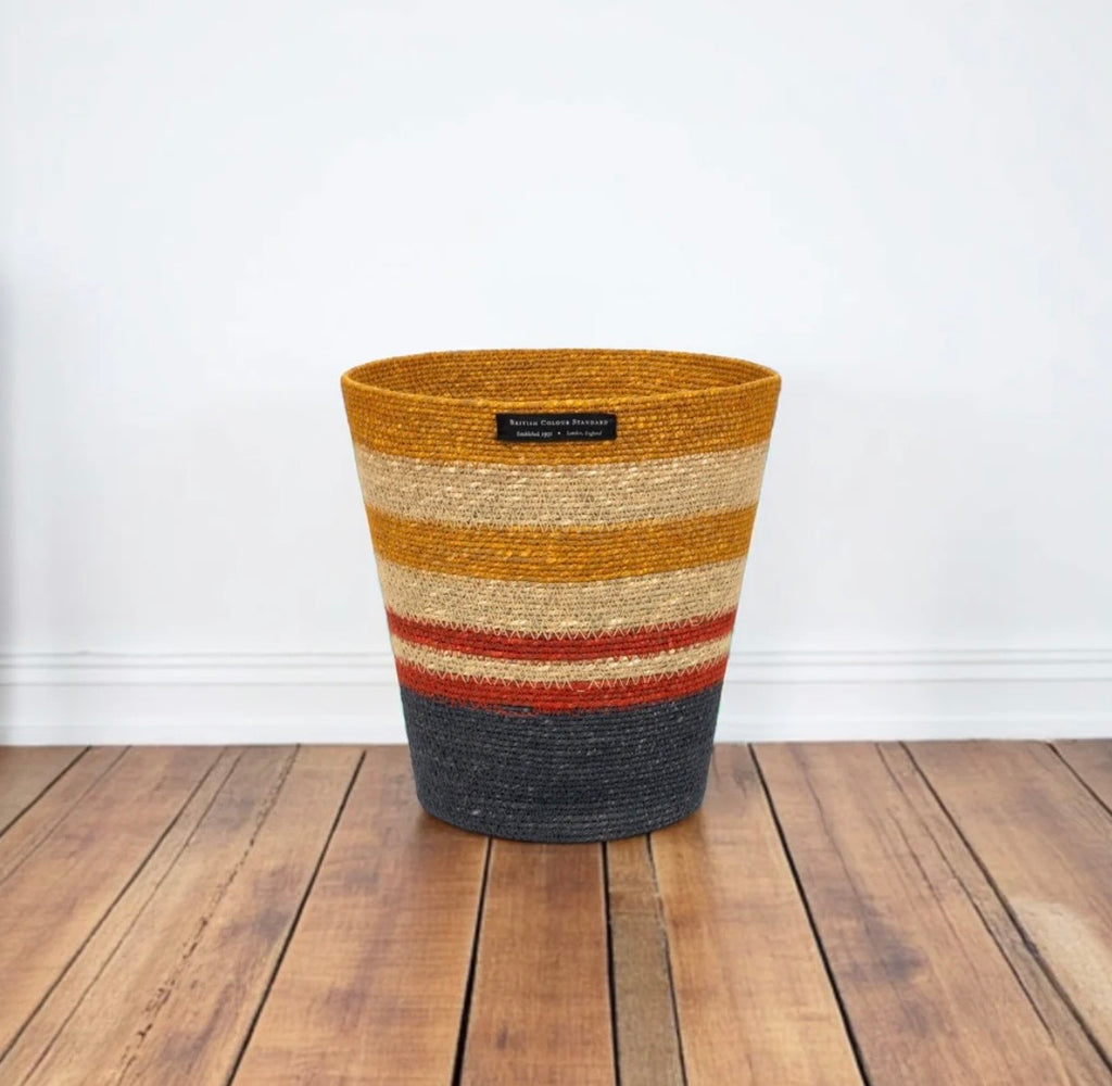 British Colour Standard Seagrass Waste-Paper bin Tuscan Guardsman’s Midnight