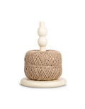 Wooden Jute Holder , Pearl White (with Natural Jute Ball)