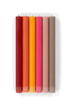 Solid Dinner Candles Mixed set of 6 Warm Rainbow Colours