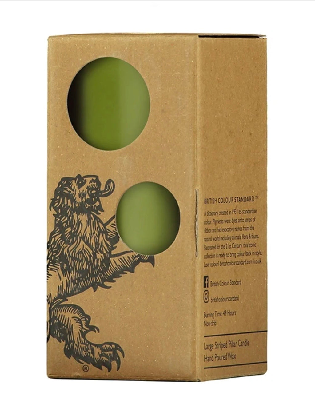 Tall Solid Pillar Candle , Olive Green
