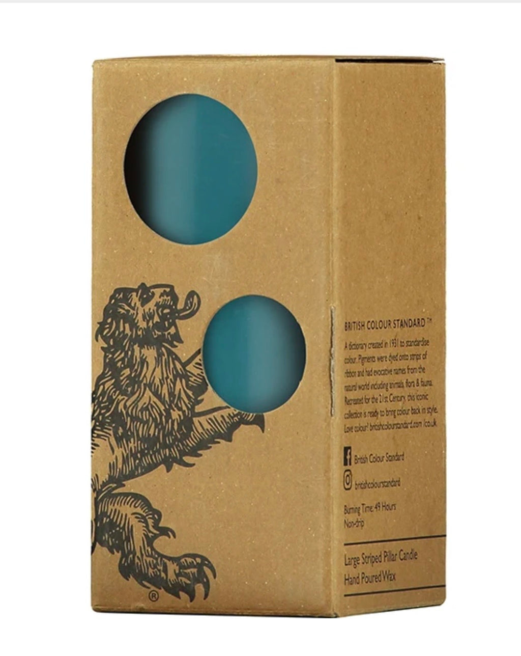 Tall Solid Pillar Candle , Petrol Blue