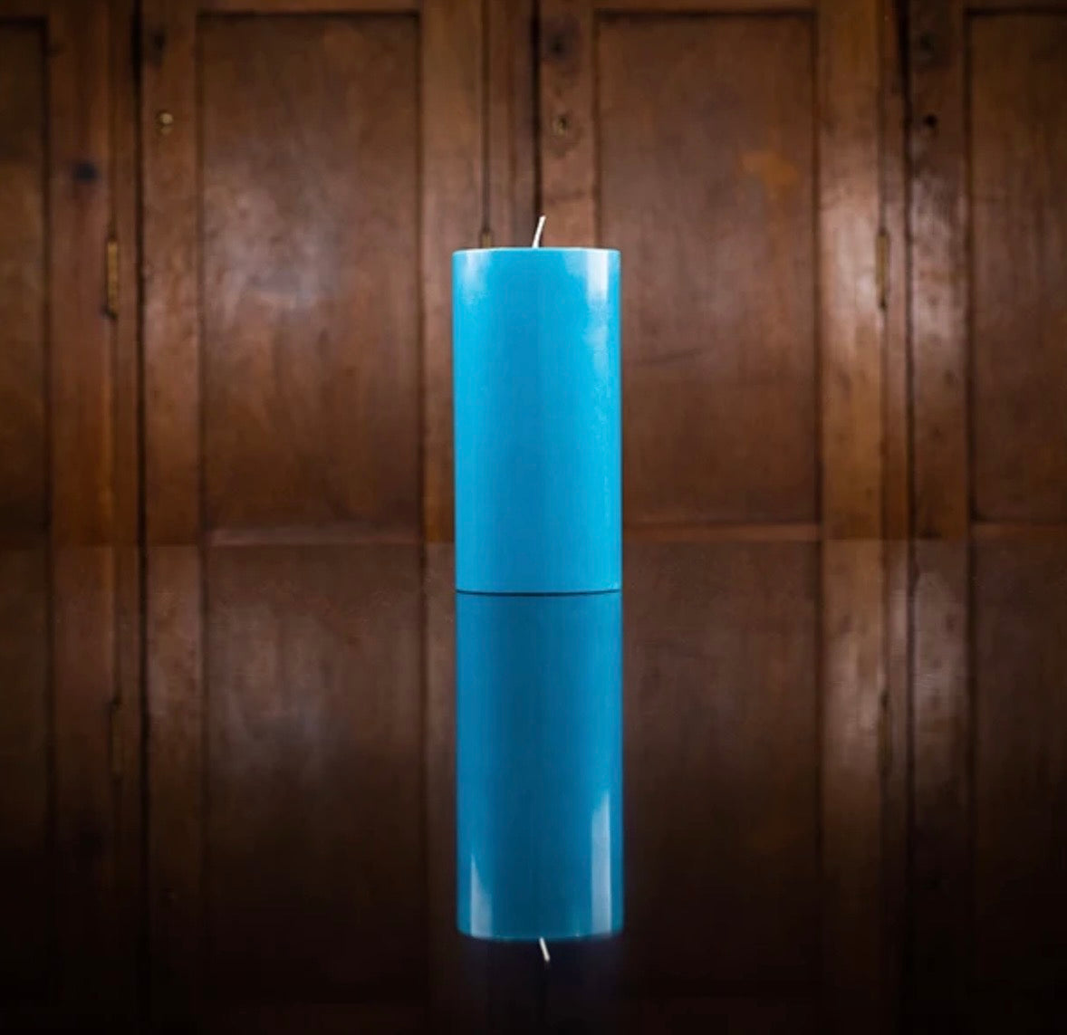 Tall Solid Pillar Candle , Petrol Blue
