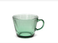 Green Glass Ribbed Retro Coffee Cups