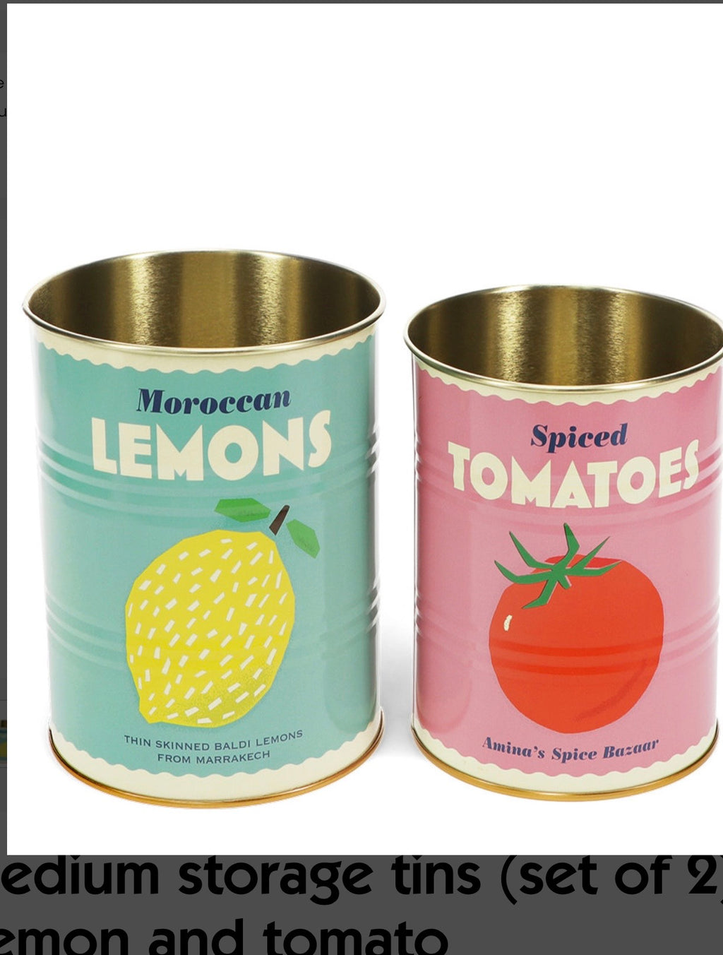 Tin Storage cans Lemon/ Tomato