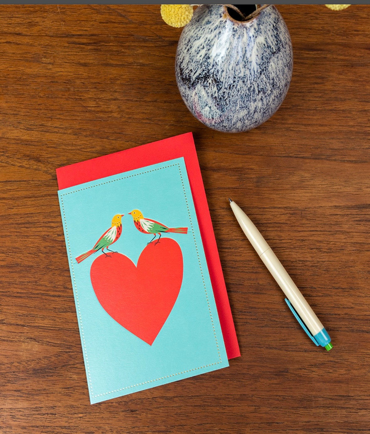 Birds and Heart Blank Greetings Card