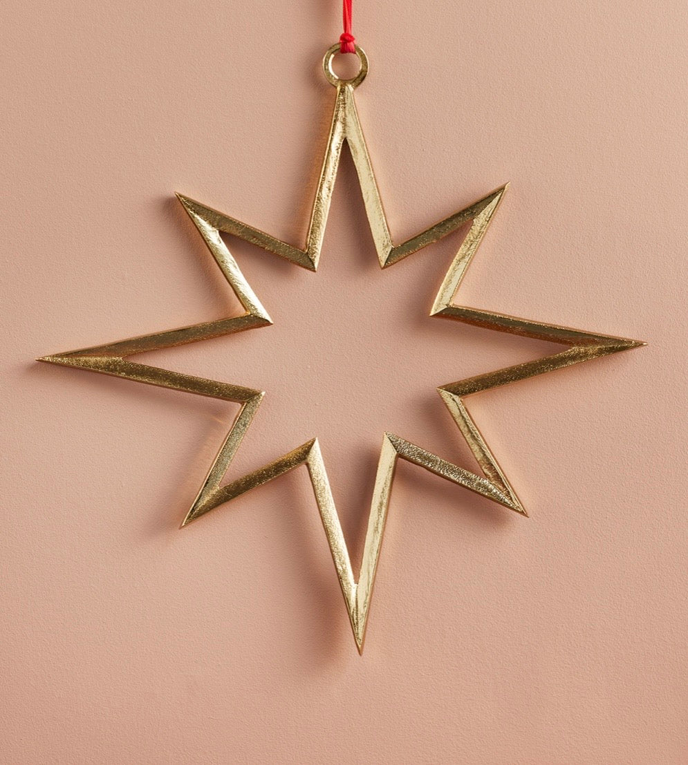 Gold Metal Large Hanging Star.39 x 39 cm.