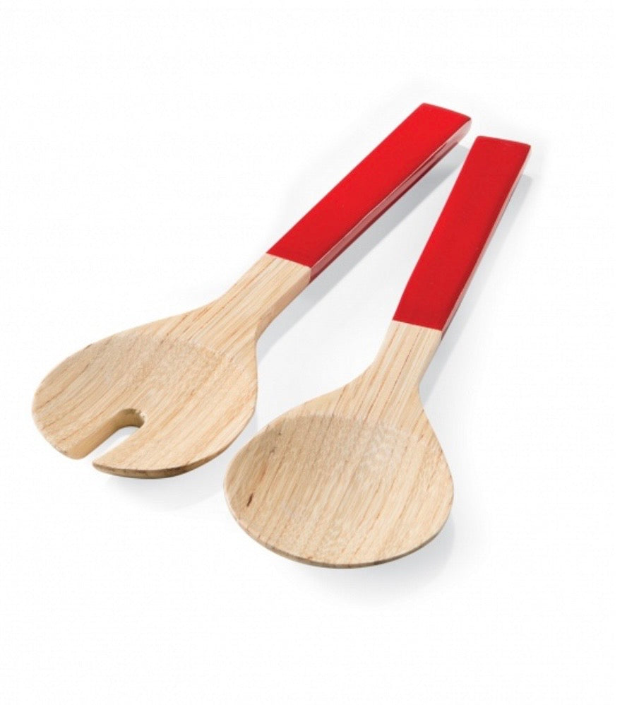 Bamboo Salad Servers Red