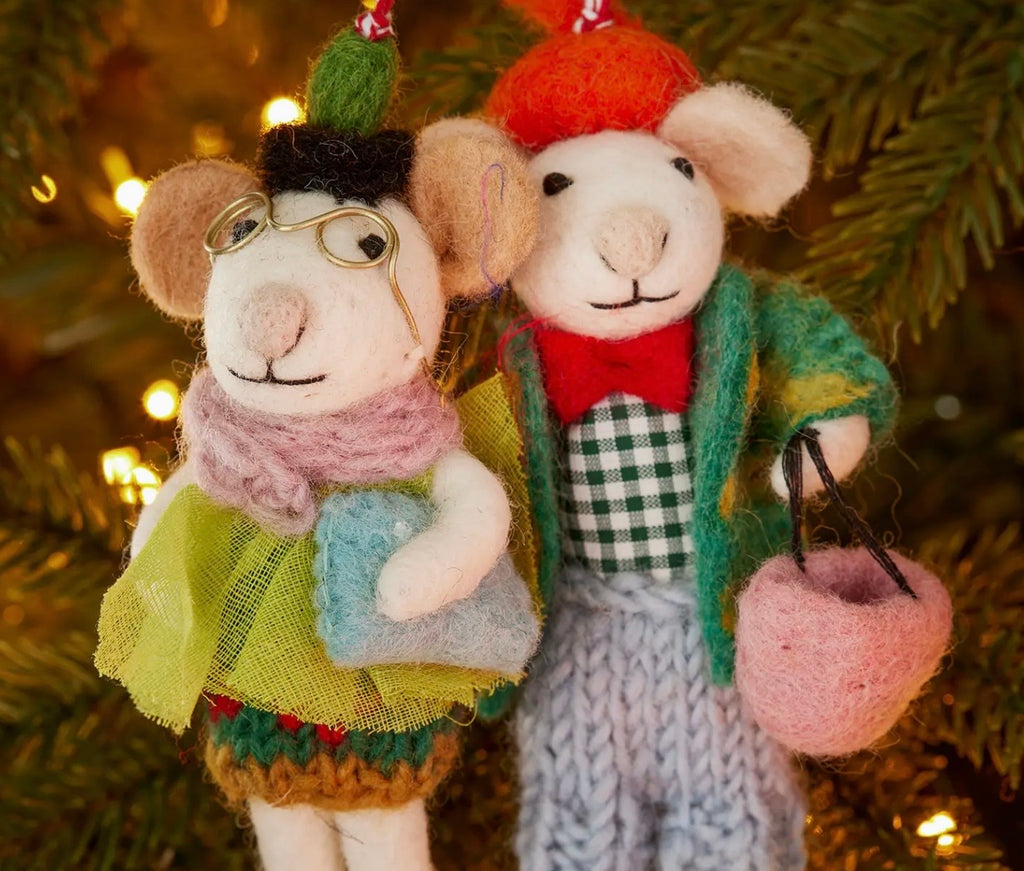 Handmade Decoration Cute MIce Christmas Shopping