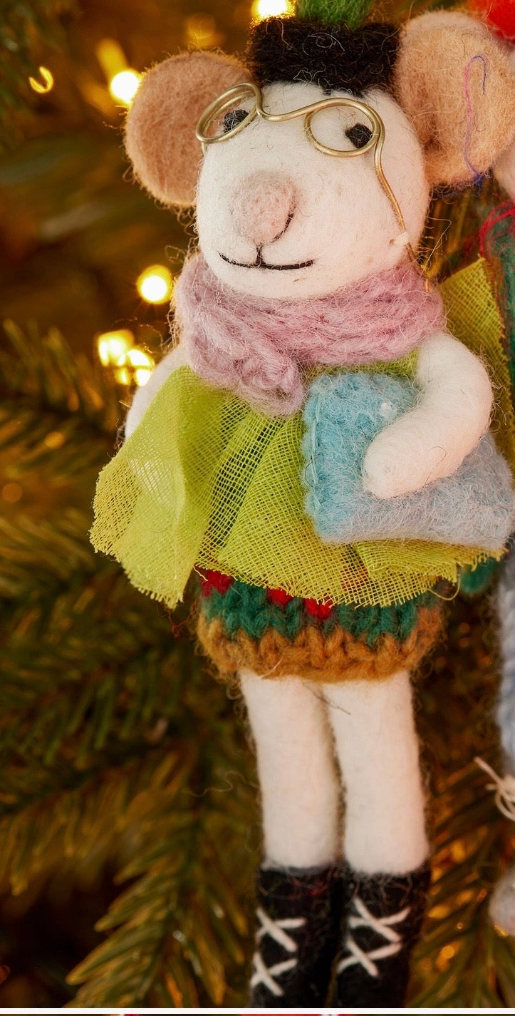 Handmade Decoration Cute MIce Christmas Shopping