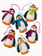 Seat of 6 Varying Coloured Penguin Decorations in presentation box