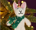White Crochet and Felt  Rabbit With Wooly Scarf. Decoration