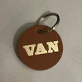 Leather key ring embossed with metallic - VAN