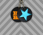 Leather key ring with turquoise metallic star