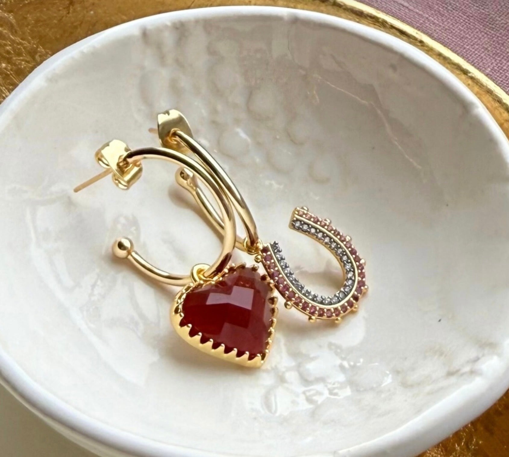 Patroula Gold Small Hoop earrings -Luck and Love