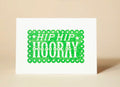 Greetings Card Pressed and Folded -Lino Cut Hip Hooray