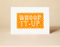 Greetings Card Pressed and Folded -Lino Cut Whoop it Up