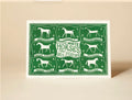 Greetings Card Pressed and Folded -Lino Cut White Horses of Wiltshire