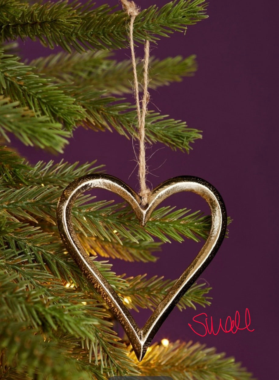 Gold Heart Tree Decoration-Gold small