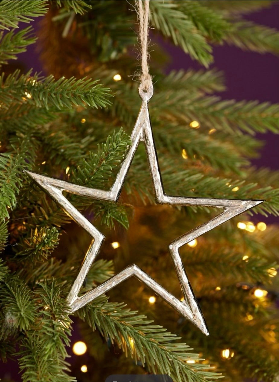 Silver Star Tree Decoration large