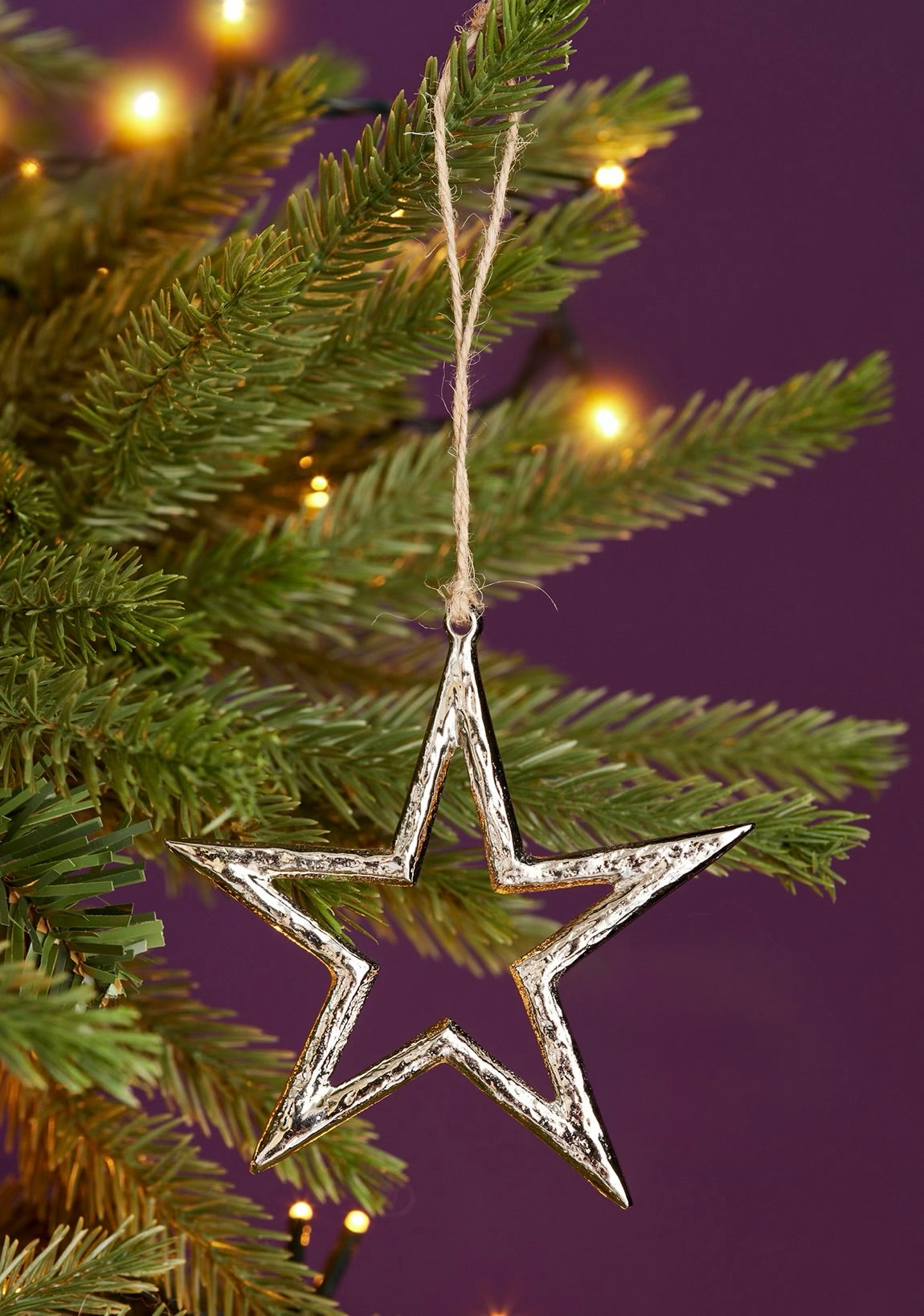 Silver Star Tree Decoration small