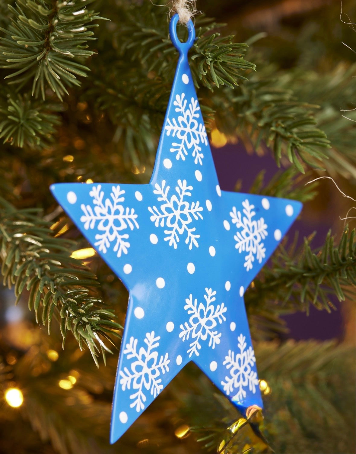 Blue Star Decoration With Snowflake Design