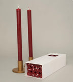 True Grace 12 Luxury Boxed Dinner Candles -Berry Red