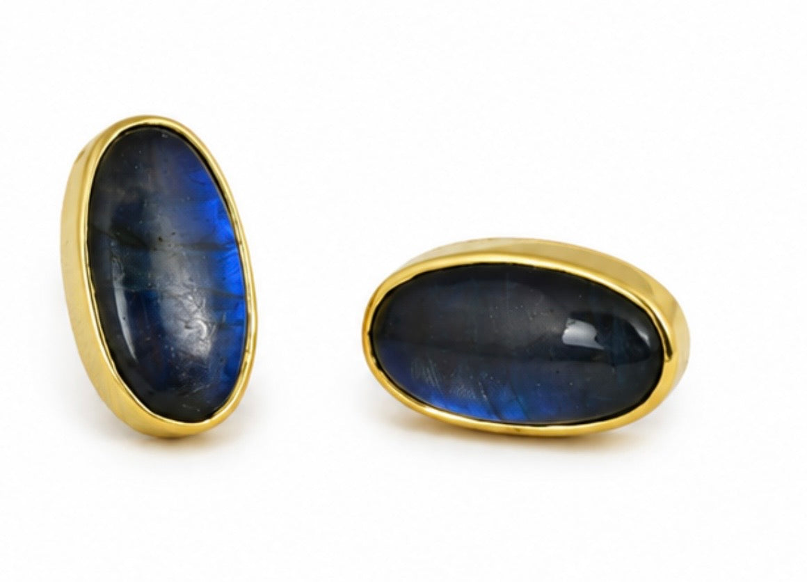 Labradorite earrings set in gold plated silver