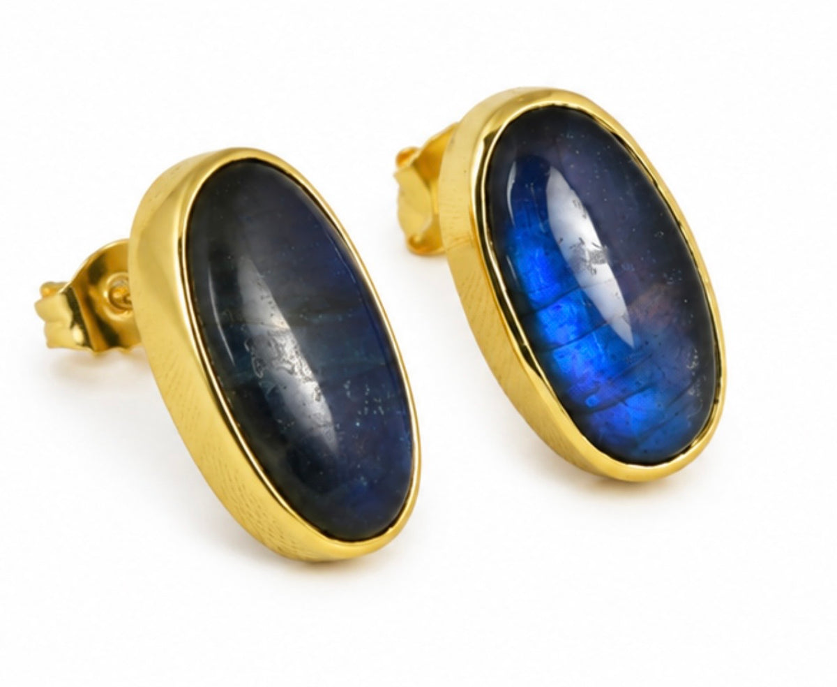 Labradorite earrings set in gold plated silver