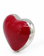 Tiny red enamel heart stud earrings set in silver