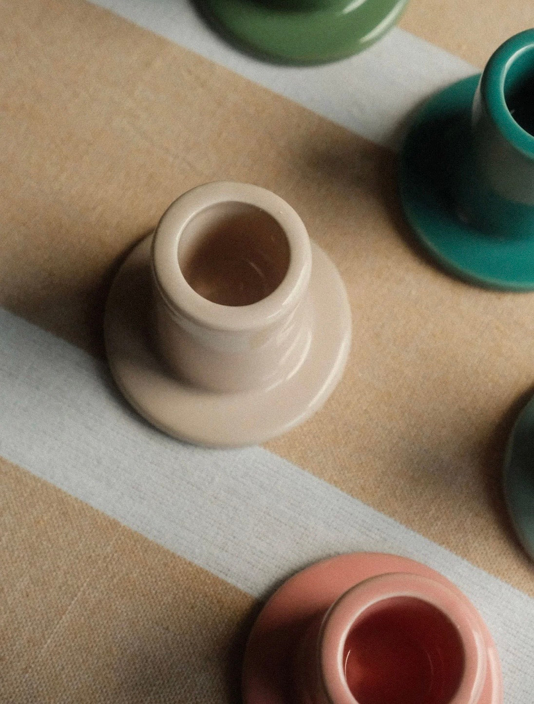 Ceramic tube candle holder - Taupe