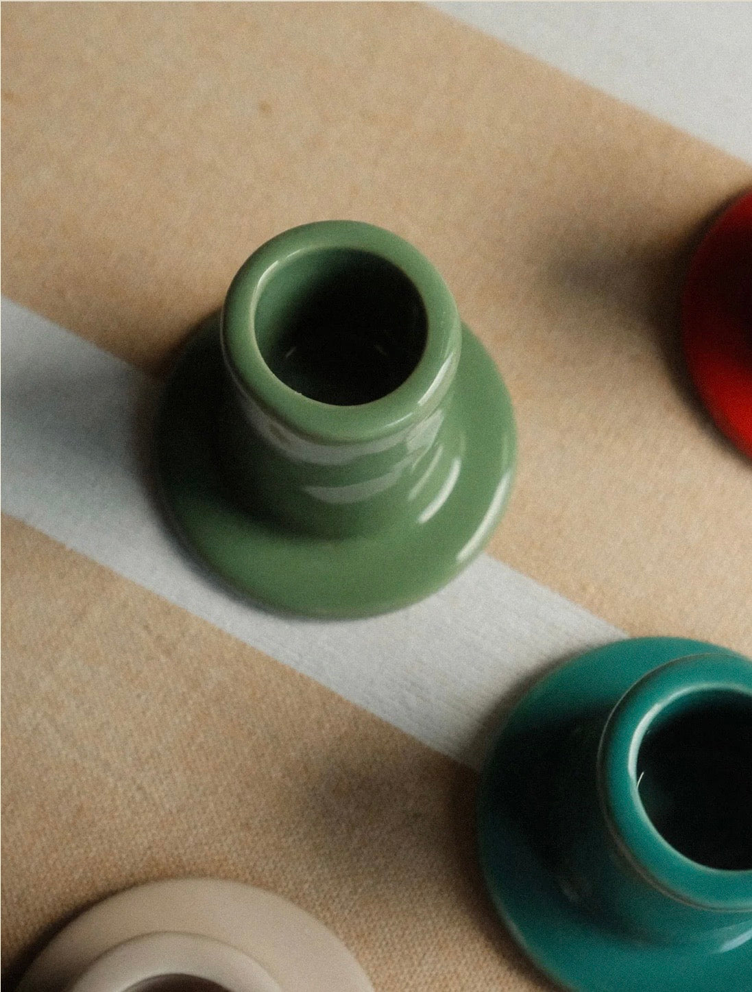 Ceramic tube candle holder - Khaki