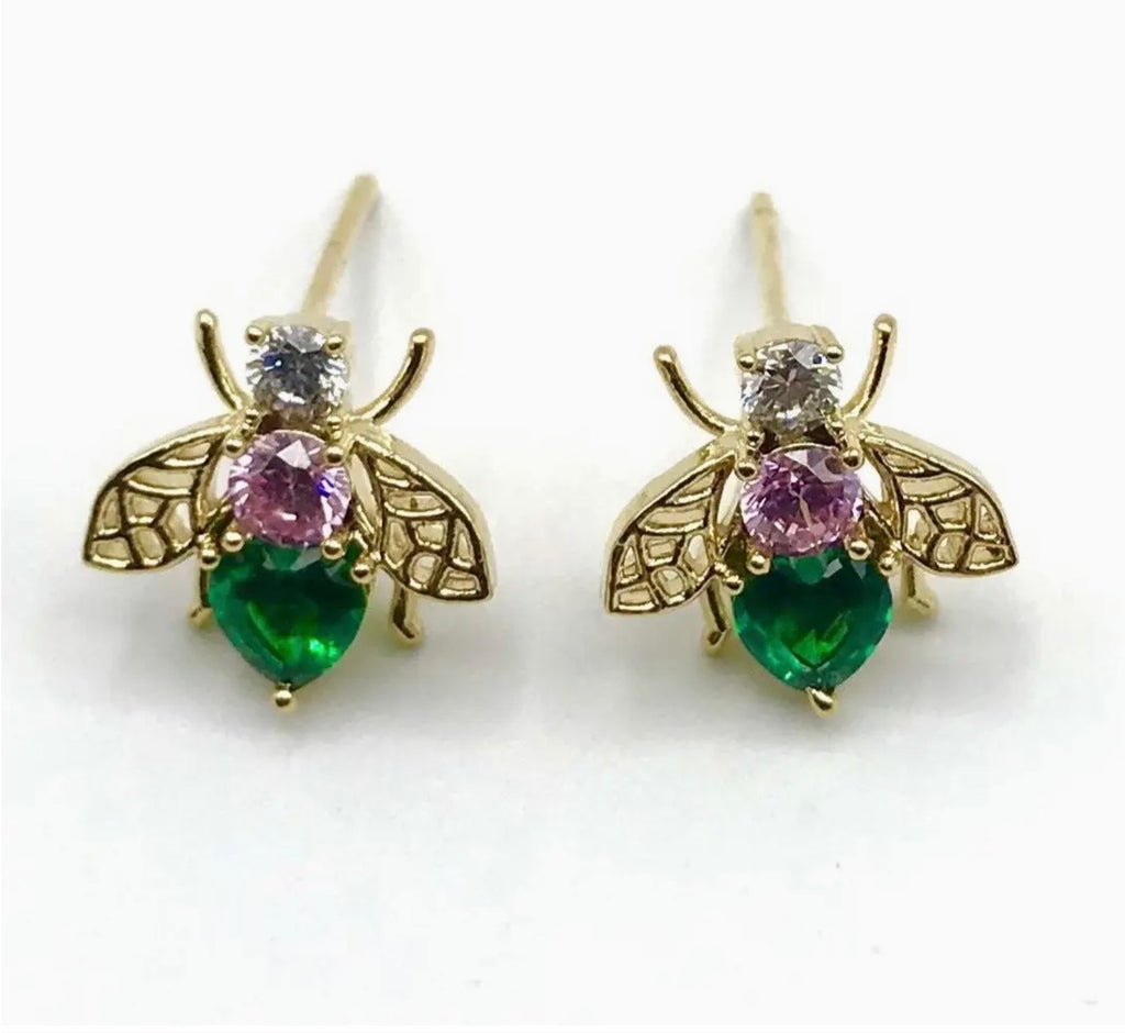 Beautiful Bees , Pair of bejewelled earrings