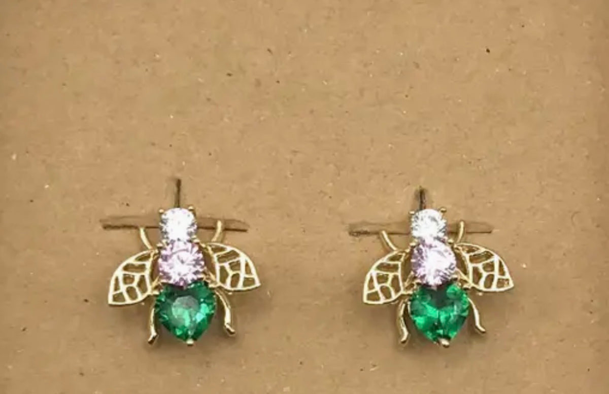 Beautiful Bees , Pair of bejewelled earrings