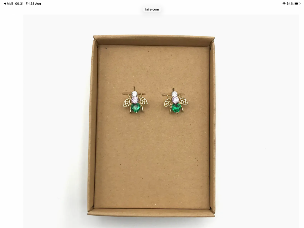 Beautiful Bees , Pair of bejewelled earrings