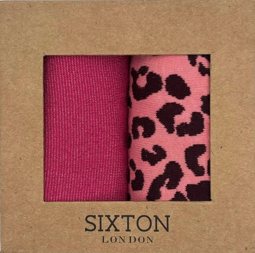 Pink Tokyo and Pink Leopard sock box duo