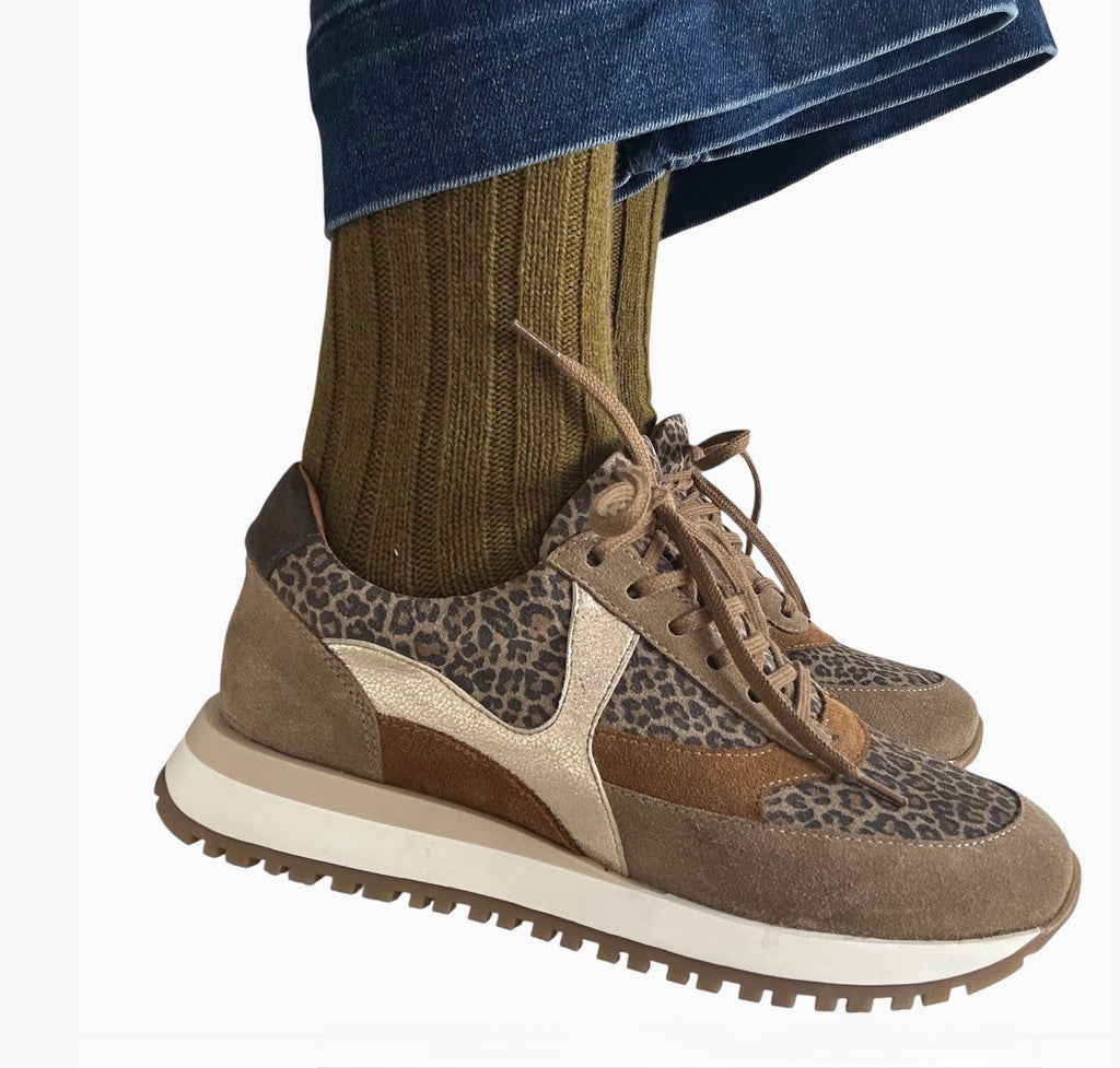Cashmere/Wool Pair of Cosy Socks-Khaki