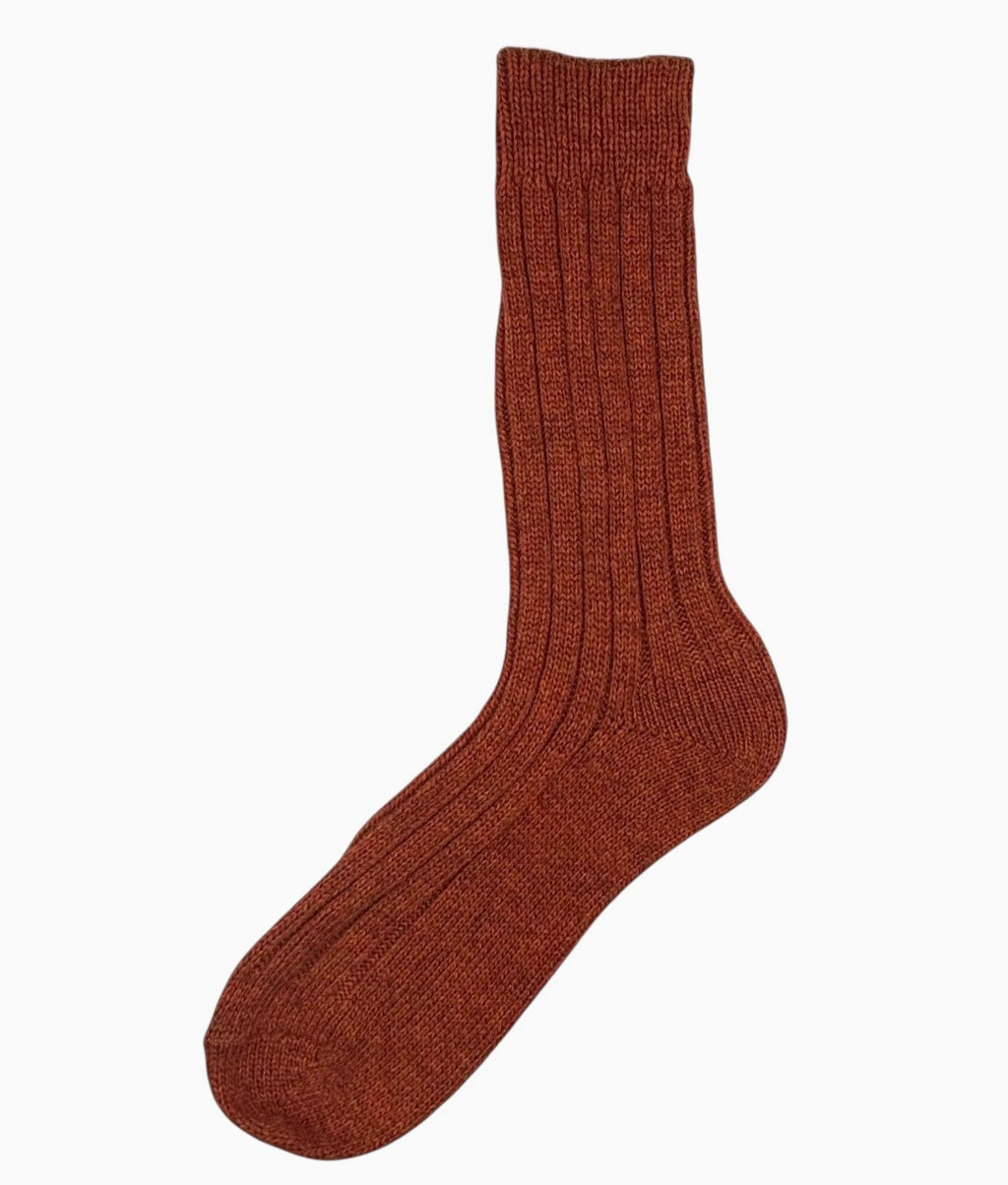 Cashmere/Wool Pair of Cosy Socks- Rust