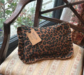 Frill Leopard Print Clutch/ Makeup Bag