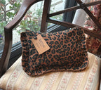 Frill Leopard Print Clutch/ Makeup Bag