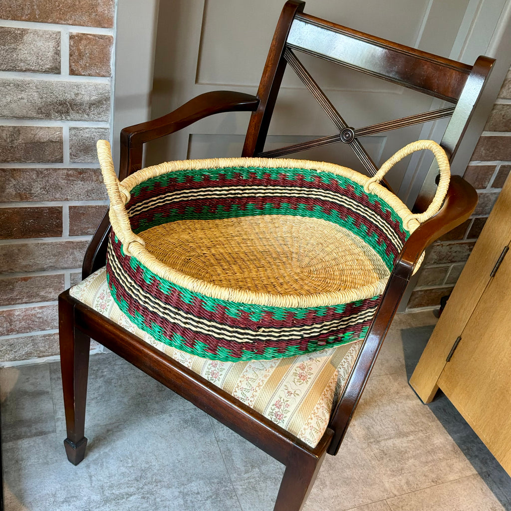 Handwoven Oval Tray in Multicoloured Designs by FraFra.