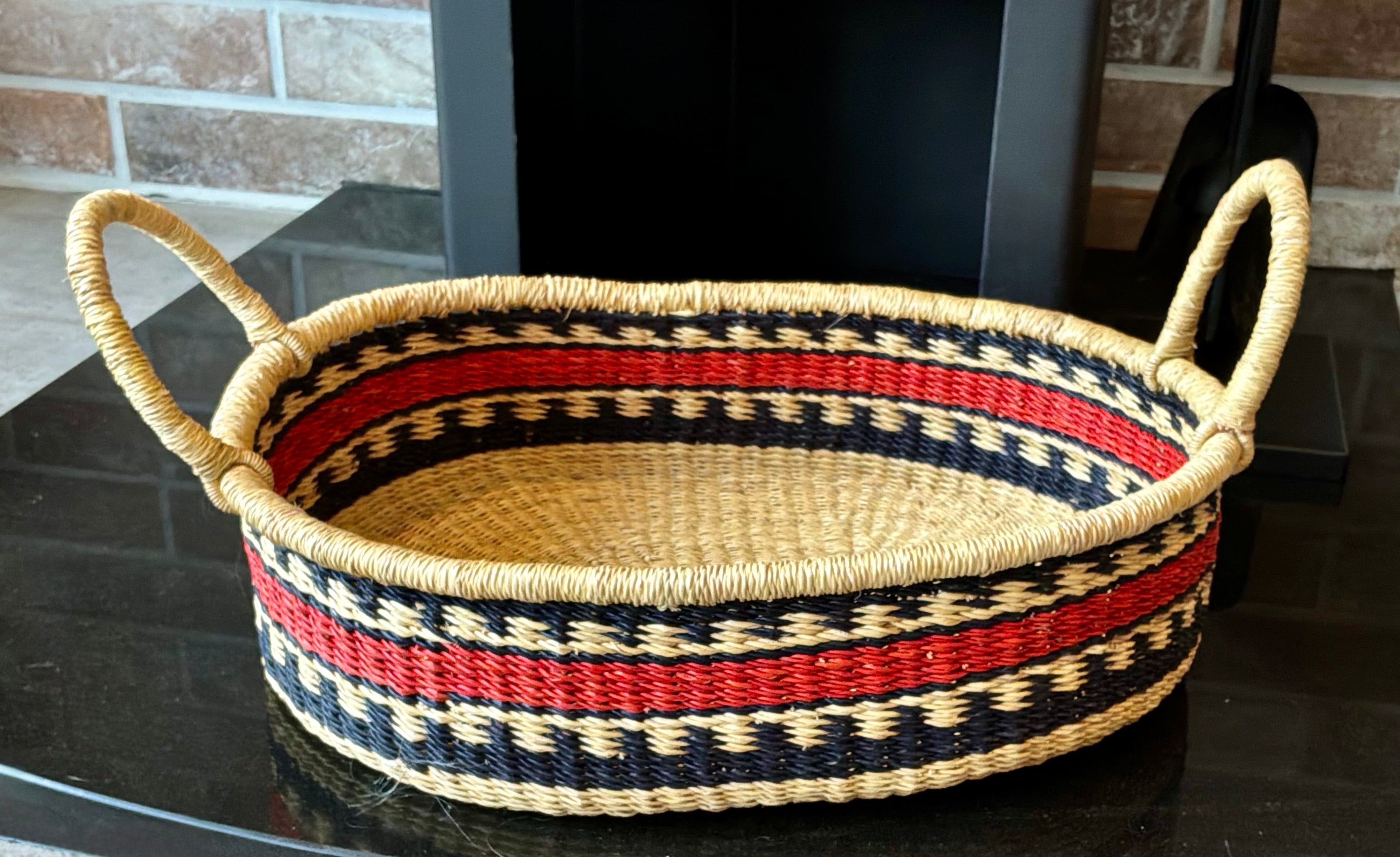 Handwoven Oval Tray in Multicoloured Designs by FraFra.